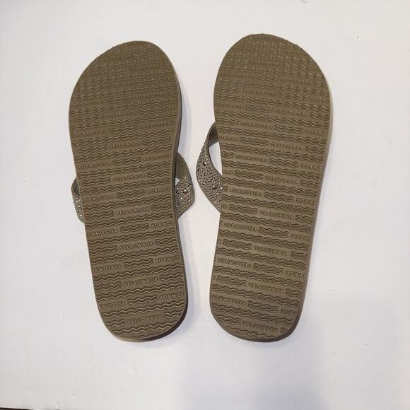 Yellow Box Africa Rhinestone Women's Platform Wedge Taupe Flip Flops Size 10 - Picture 4 of 5